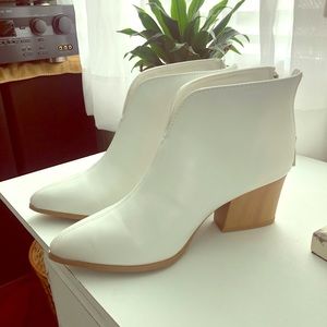 White boutique booties